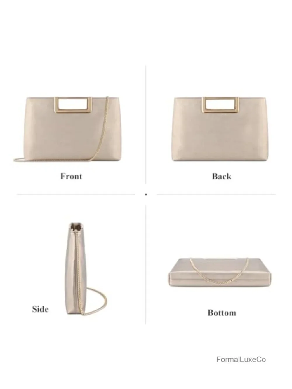 Dressy Faux Leather Evening Clutch Crossbody Bag with Zipper